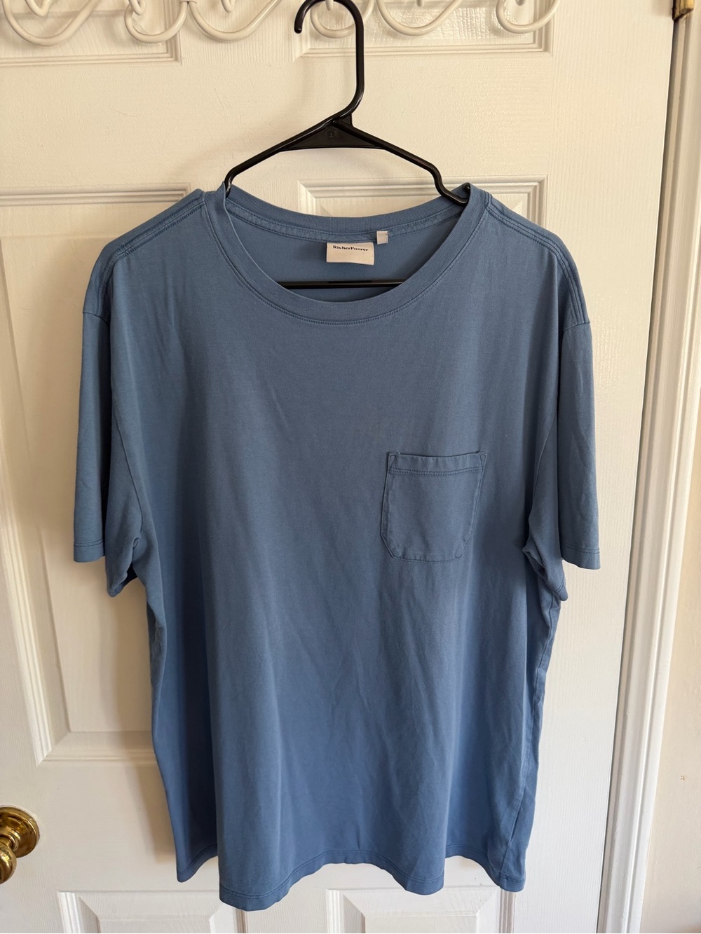 Richer Poorer Women’s Short-Sleeve Pocket Tee in Dusty Blue Size XL
